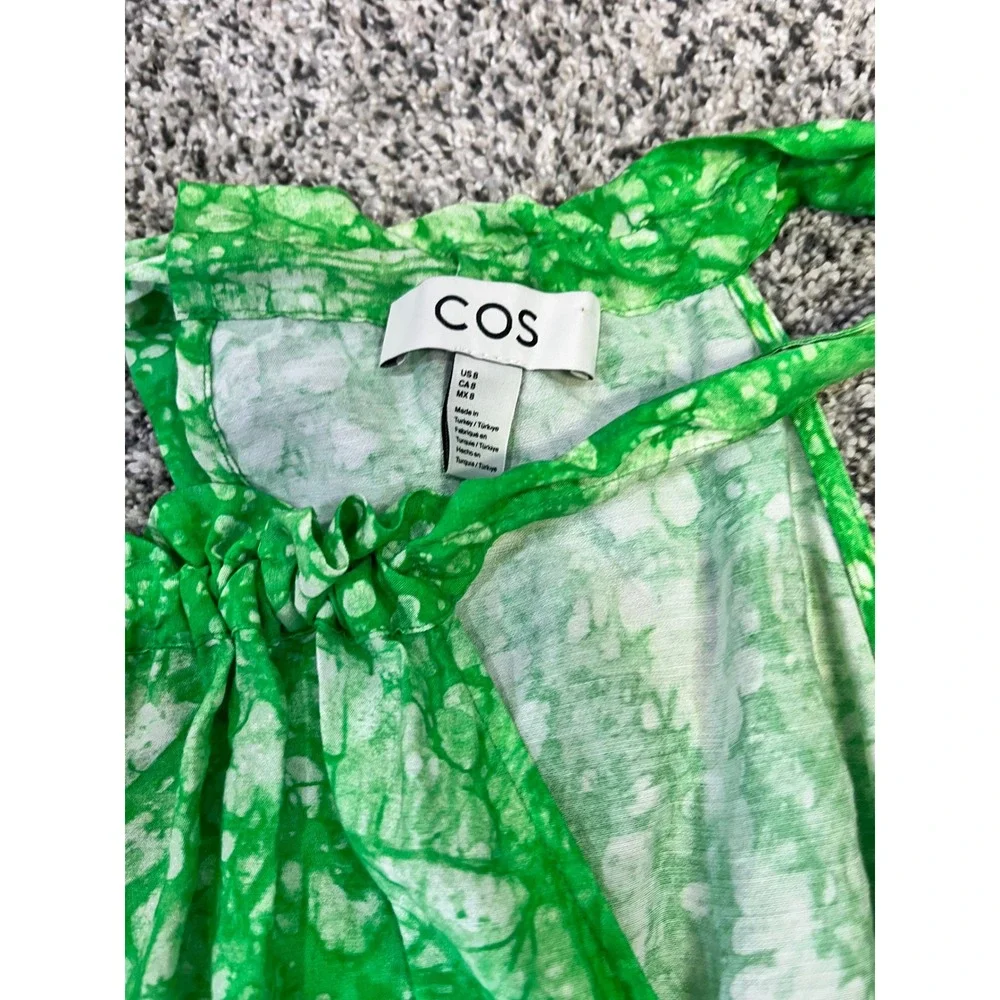 COS Green Abstract Print Sleeveless Tie Back Oversized  Maxi Dress Womens Size 6 - Picture 4 of 12